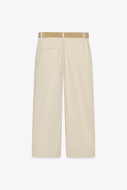 LINEN BLEND CULOTTES WITH BELT - Zara фото 15