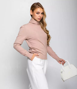 Водолазка #КТК203-1, бежево-розовый