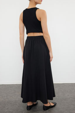 Siyah A-line Maxi Boy Etek TEDSS24ET00033
