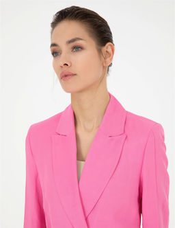 Pembe Keten Kar___ml_ Regular Fit Ceket