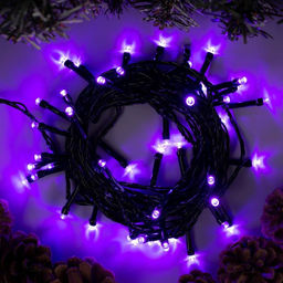 Гирлянда Нить 5 м, IP20, тёмная нить, 50 LED, свечение фиолетовое, 8 режимов, 220 В