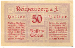 Банкнота 50 геллеров 1920 года Австрия  Рейхенберг (нотгельд)