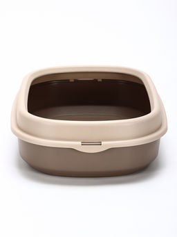 Лоток для кошек Фур-Мур 48×35.5 см с бортом + совок, Soft-touch, капучино