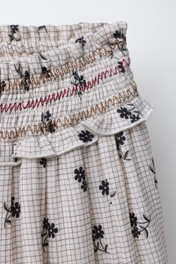 CHECK SKIRT WITH FLORAL PRINT - Zara фото 3