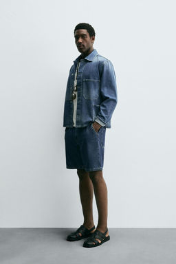 LIGHTWEIGHT DENIM STRAIGHT-LEG BERMUDA SHORTS - Zara фото 5