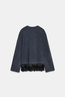 CONTRAST LACE T-SHIRT - Zara фото 7