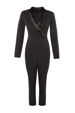 TRENDYOLMILLA Limited Edition Uzun Siyah Saten Yaka Detayl? Dokuma Tulum TWOAW23TU00052  фото 6