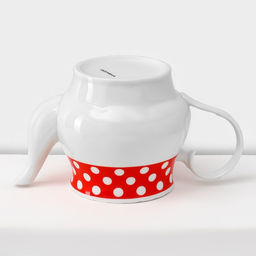 Сервиз чайный керамический на металлической подставке Доляна Горох,13 предметов на подставке: 6 чашек 210 мл, 6 блюдец - d=14 см, чайник 950 мл, цвет красный фото 5