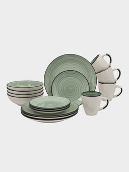 Набор посуды 16 предметов Доляна "Nature" Тар 27, 19 см, глуб тар 18 см, зелен в крап