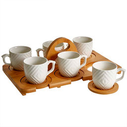 Кофейный набор 12 предметов (150 мл) на бамбуковой подставке AK5-0019