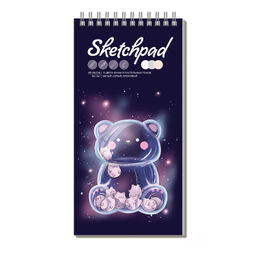 Скетчпад 105х210 мм, 80 л, блок - 3 цвета (серый,белый,кремовый) 80 г/м?, арт. 62766 СТЕКЛЯННЫЙ МИШКА /обложка полноцветная печать, твёрдый переплёт, гребень по короткой стороне, матовая ламинация,