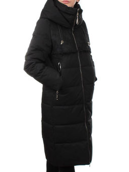 23-636 BLACK Пальто зимнее женское (холлоффайбер 150 гр., искусственная дубленка)