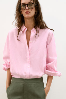CAMISA ALGOD?N RAYAS / Rosa / Blanco - Zara фото 13