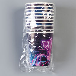 Цена за 10 шт. Стакан одноразовый бумажный "Бабочки", 250 мл