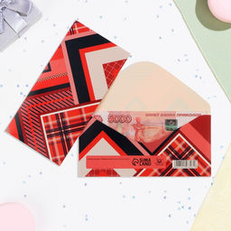 Цена за 10 шт. Конверт для денег Универсальный красные узоры, 16х8 см