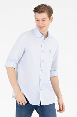 U. S. Polo Assn / Мужская синяя рубашка с длинным рукавом