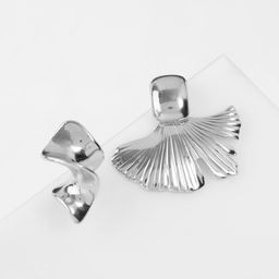 Серьги металл Абстракция хвост, цвет серебро