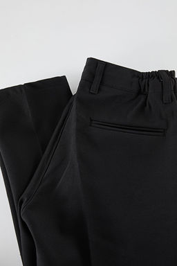 Siyah Slim Fit Beli Baglama Detayl? Lastikli Kumas Dokuma Pantolon TMNAW25PL00027