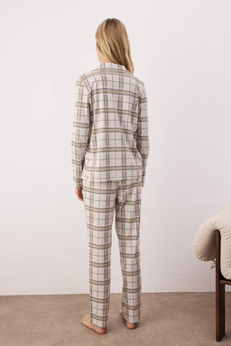 Trendyolmilla Bej %100 Pamuklu Ekoseli Orme Pijama Tak?m? THMAW20PT0266  фото 39