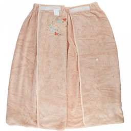 Парео махровое "Свежий букет" 70х175см, хлопок 100%, на резинке с липучкой, на кнопке, с вышивкой; с чалмой на пуговице 68х25см, пыльная роза (Китай)