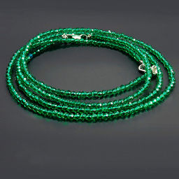 Бусы Шпинель Изумрудные d-3мм 43см с алмазной огранкой