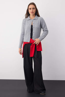 Wardrobe Essentials Gri Merserize Gorunumlu Polo Yaka Triko H?rka | TWOAW26HI00104 - Trendyolmilla фото 2