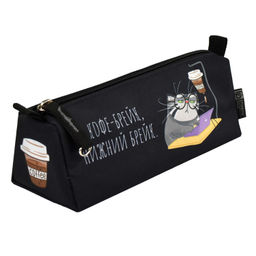 Пенал школьный Феникс+, арт.68424/ 30 СЕРЫЙ КОТ (без наполнения, 20х8,5х6,5 см, полиэстер, молния, сублимационная печать, ПЭТ-пакет).