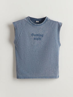 Bisiklet Yaka Bask?l? Erkek ?ocuk Atlet