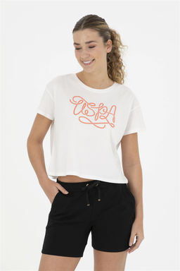 Женская футболка цвета экрю с круглым вырезом