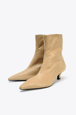 LEATHER HEELED ANKLE BOOTS - Zara фото 5
