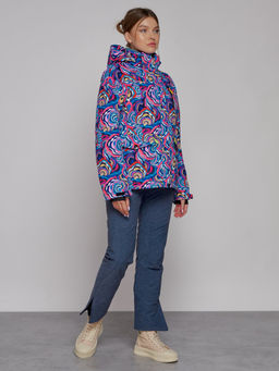 Горнолыжная куртка женская зимняя синего цвета 2302-2S - Mtforce фото 11