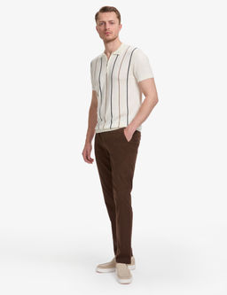 Ekru Slim Fit Polo Yaka Fermuarl_ Triko Ti__rt