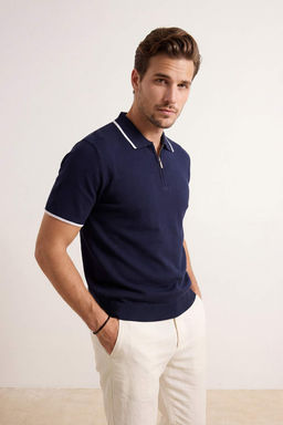 Lacivert Regular Polo Yaka Duz Polo Yaka T-shirt TMNSS26PO00026 - Trendyolmilla фото 10