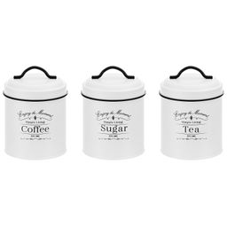 Набор банок д/сыпучих продуктов 3 пр. 1,1 л 11,7*11,7*15,5 см "Tea, coffee, sugar"+крышки с ручк
Состав: Металл с пудровым покрытием