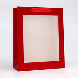 Цена за 12 шт. Пакет подарочный, фольгированный, упаковка, с окном, Красный, M 32?25.5?11 см