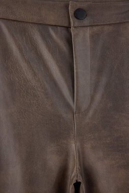 Haki Degrade Wide Leg/Geni_ Pa_a Suni Deri _rme Pantolon TWOAW27PL00023 - Trendyolmilla фото 2