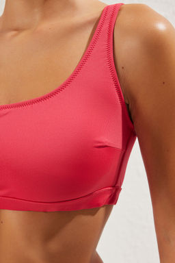 TRENDYOLMILLA Saks Tek Omuz Yuksek Bel Regular Bikini Tak?m? TBESS24BT00126 фото 29