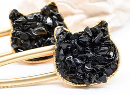 Заколка зажим Котик с натуральным моховым агатом 7*2,8*1,8см - Радуга камня фото 10