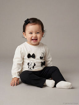 Minnie Mouse Bask?l? K?z Bebek Bluz ve Tayt