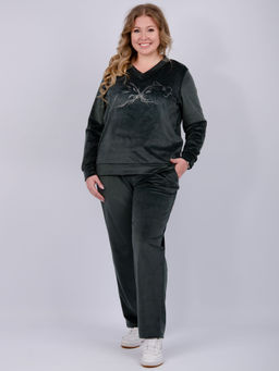 Костюм Велюр 5 тёмно-серый, велюр - Малина фото 23