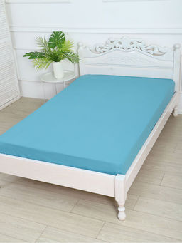 Простыня на резинке из поплина гладкокрашеного - Бирюза 180х200х25