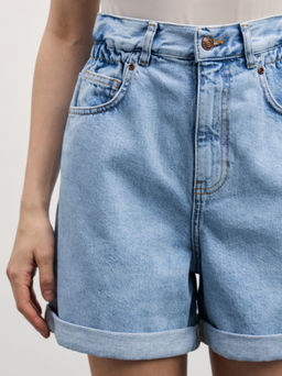 Джинсовые шорты baggy с резинкой в поясе / Zarina  фото 6