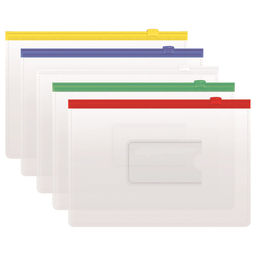 Цена за 5 шт. Папка-конверт на молнии А5 СТАММ, прозрачная (ММ-322111) 120мкм