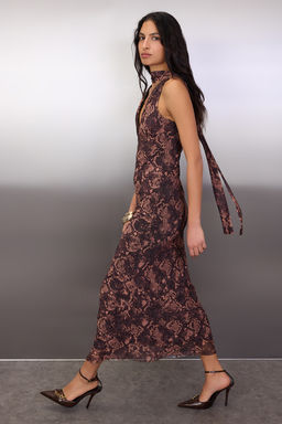 Cok Renkli Animal Fularl? Orme Tul Maxi Astarl? S?k/Gece Elbise TPRAW26EL00116 - Trendyolmilla фото 2