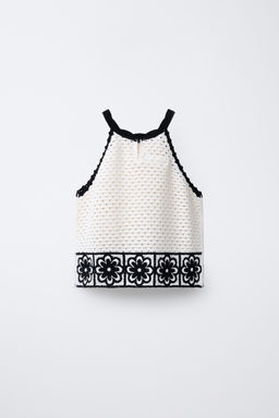 FLORAL HALTER NECK CROCHET KNIT TOP - Zara фото 2