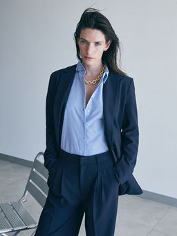 ?izgili Uzun Kollu Poplin Kad?n G?mlek