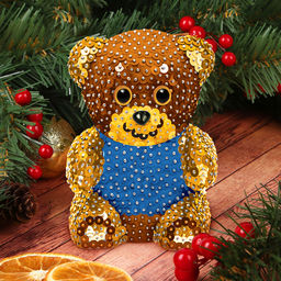 Набор для творчества. Игрушка пайетками Мишка 13,7 х 9,3 х 7,8 см + 3 цвета пайеток