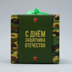Цена за 2 шт. Коробка подарочная складная, упаковка, С 23 февраля, камуфляж, 12 х 12 х 12 см - Дарите счастье фото 5