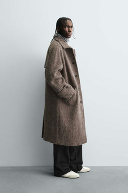 COAT WITH FAUX FUR WOOL BLEND