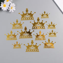 Наклейка бумага, пластик «Корона», золотой блеск, набор 12 шт. 3 размера